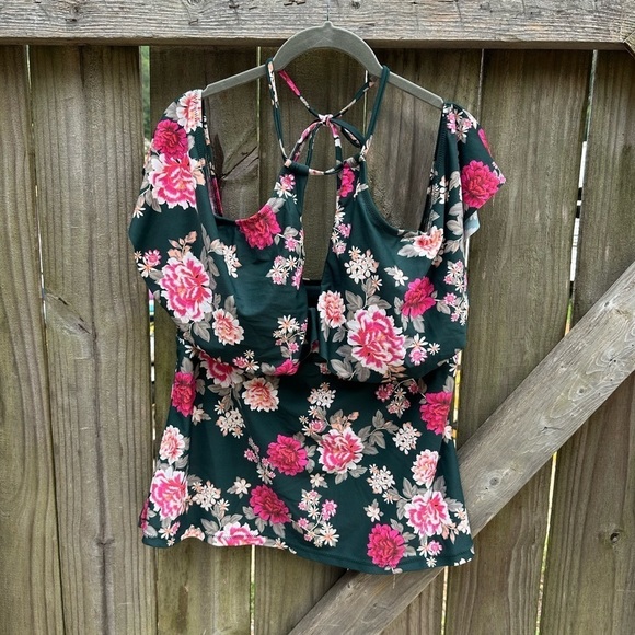 Raisins Curve Maiko Shea OTS High Neck Off Shoulder Tankini Top - Picture 4 of 10